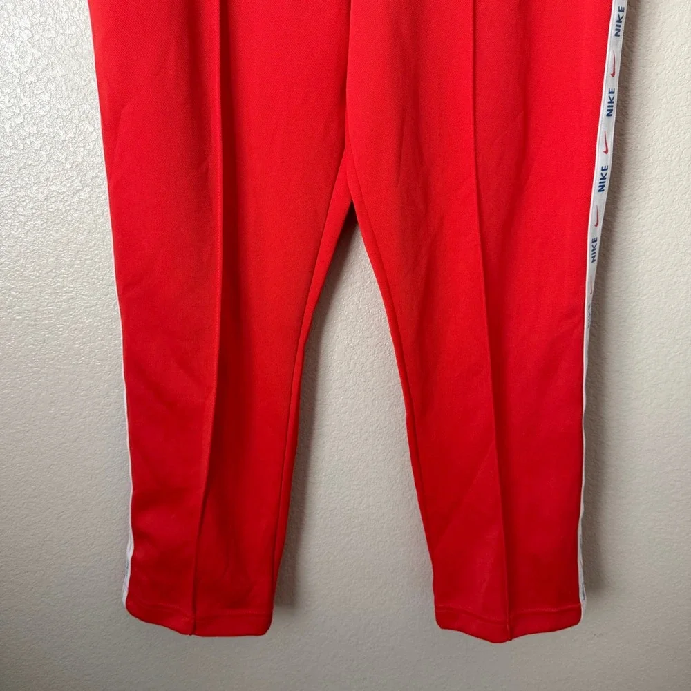 Nike Pants Womens Large Red Femme Track Floral Swoosh Logo Stripe Ankle Slim Fit